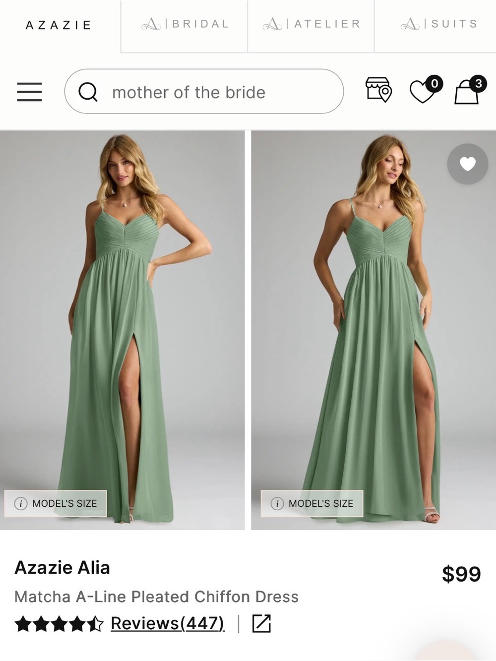 Azazie Alia Sage Green Maxi Dress